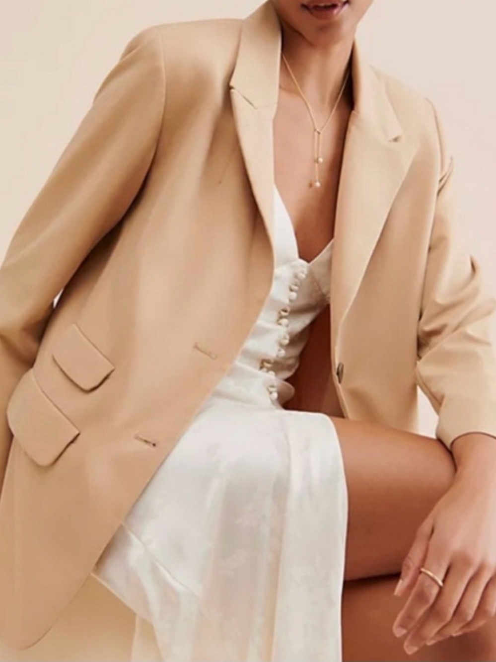 Women's Tailored Free People Beige Blazer Jacket